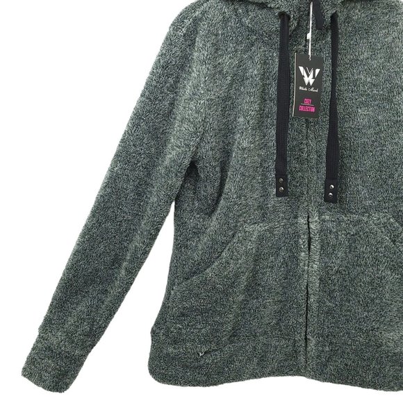 White Mark Sherpa Full Zip Hoodie Sweater Jacket Size M Fleece Pockets Gray NEW - Picture 11 of 16